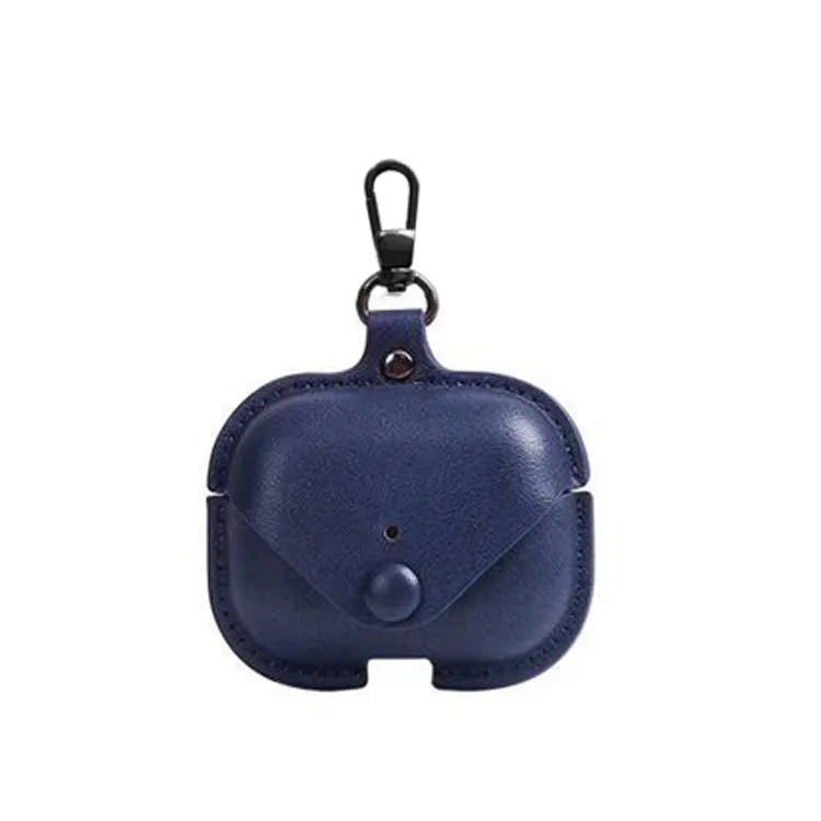 Black AirPods Pro protective leather sleeve case with cross pattern PU material.