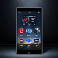 Black Ruizu H1 slim portable media player with 4-inch touch screen showing menu interface