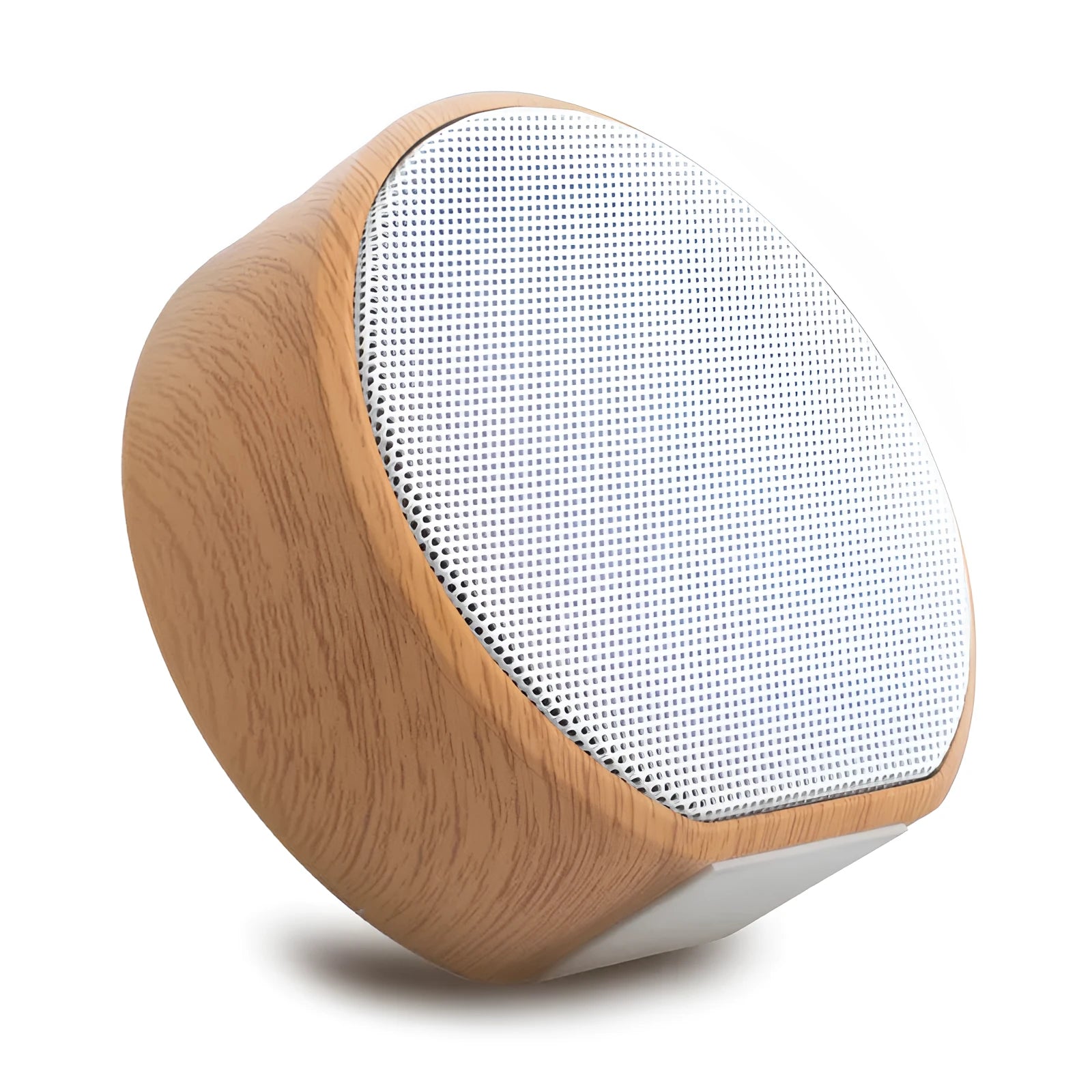 Wood grain Bluetooth speaker in white colour with built-in battery and USB interface
