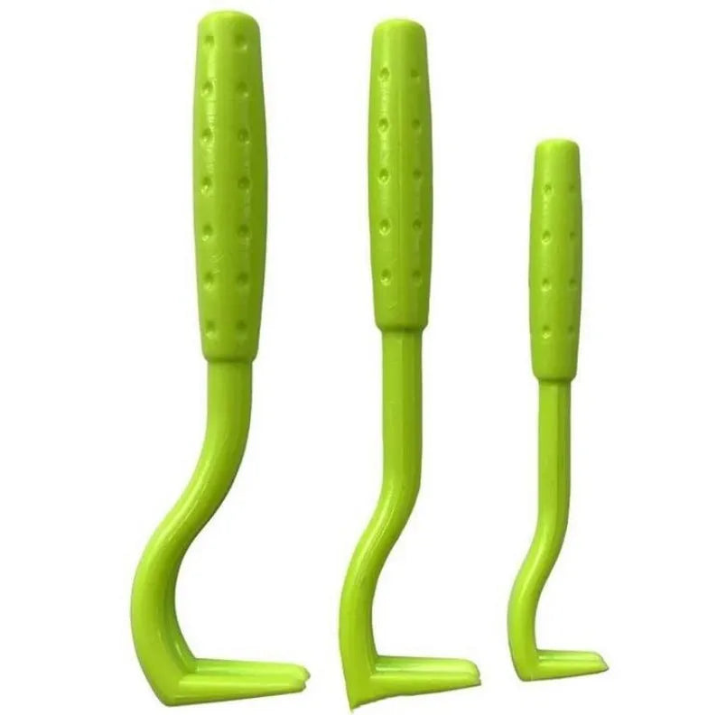 Blue and green plastic tick removal tools for pets with hook design