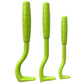 Blue and green plastic tick removal tools for pets with hook design