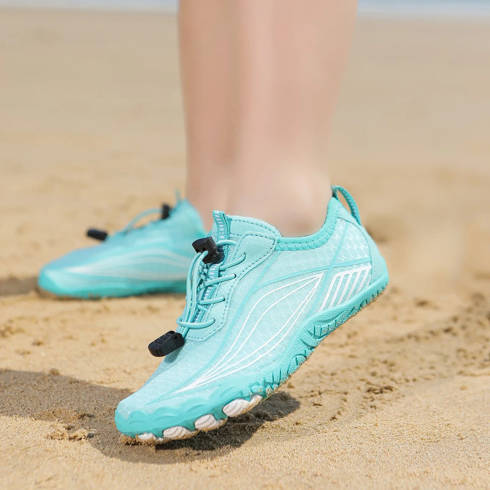 Children's quick-dry water shoes with rubber soles shown in multiple colours for beach and outdoor use