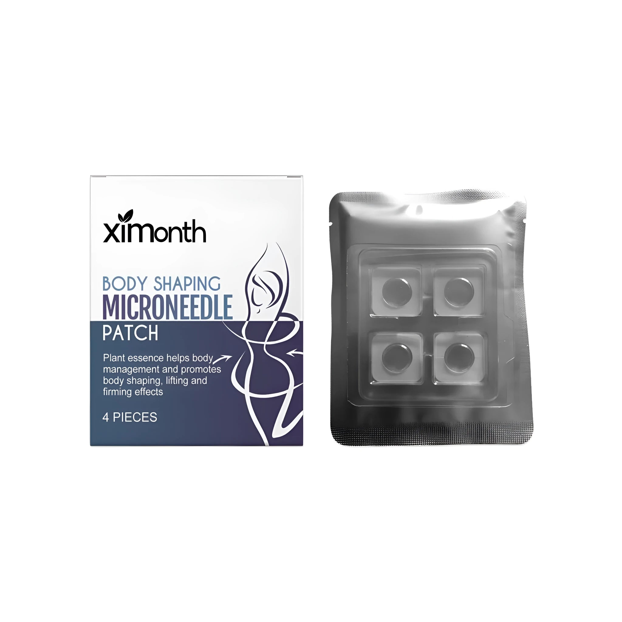 Pack of four body shaping microneedle patches with peptide and botanical active ingredients for contouring