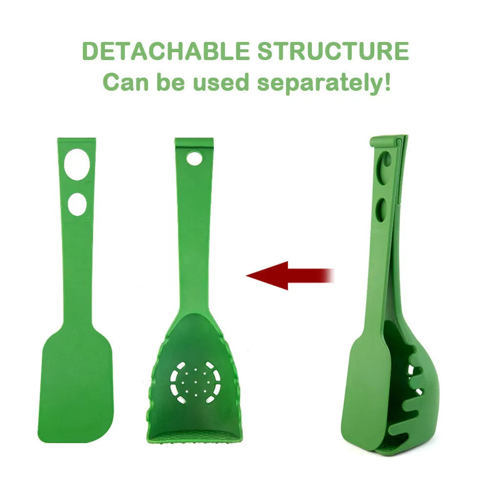 Plastic multifunction kitchen spoon set with spatula and spaghetti spoon measuring 30.5cm and 28cm