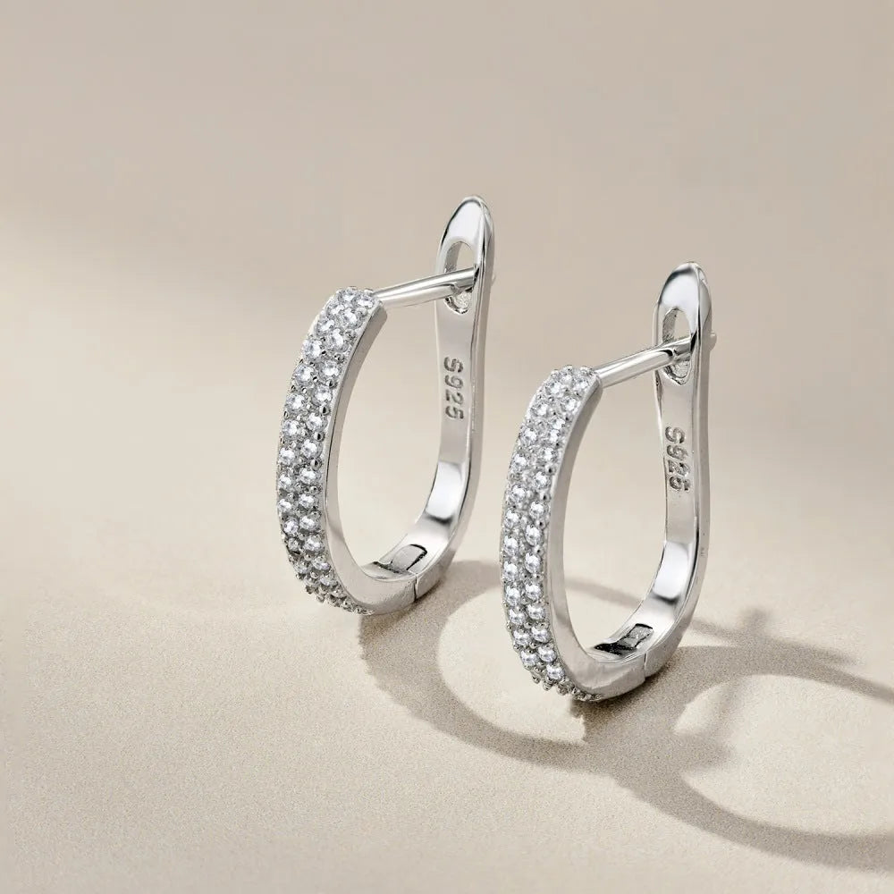 Women's 925 silver electroplated U-shaped geometric text ear clips clip-on earrings