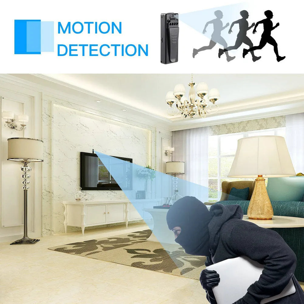 Black 1080p HD digital video camera with a rotatable lens, suitable for use as a dash cam or action camera.
