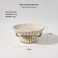 Black and white striped plastic resin dessert plate 21cm diameter
