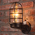 Vintage black glass metal outdoor wall light with adjustable head for cafe bar