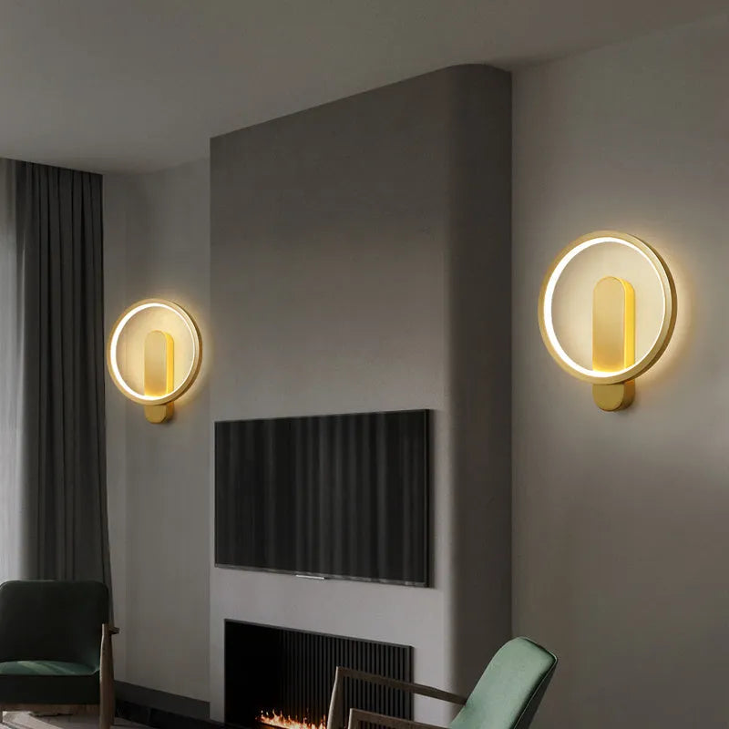 All copper wall lamp gold finish simple creative design 20x4x24cm bedside lighting fixture