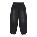 Black men's loose cotton sports sweatpants with wool lining, straight leg style
