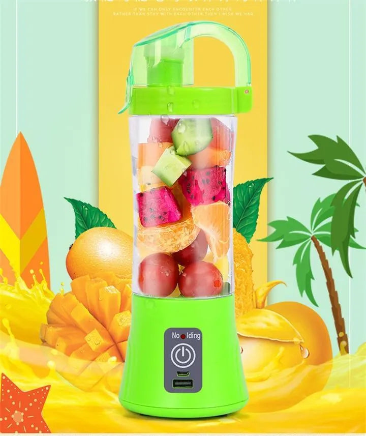 Portable electric fruit juicer handheld smoothie maker USB rechargeable 400ml blue