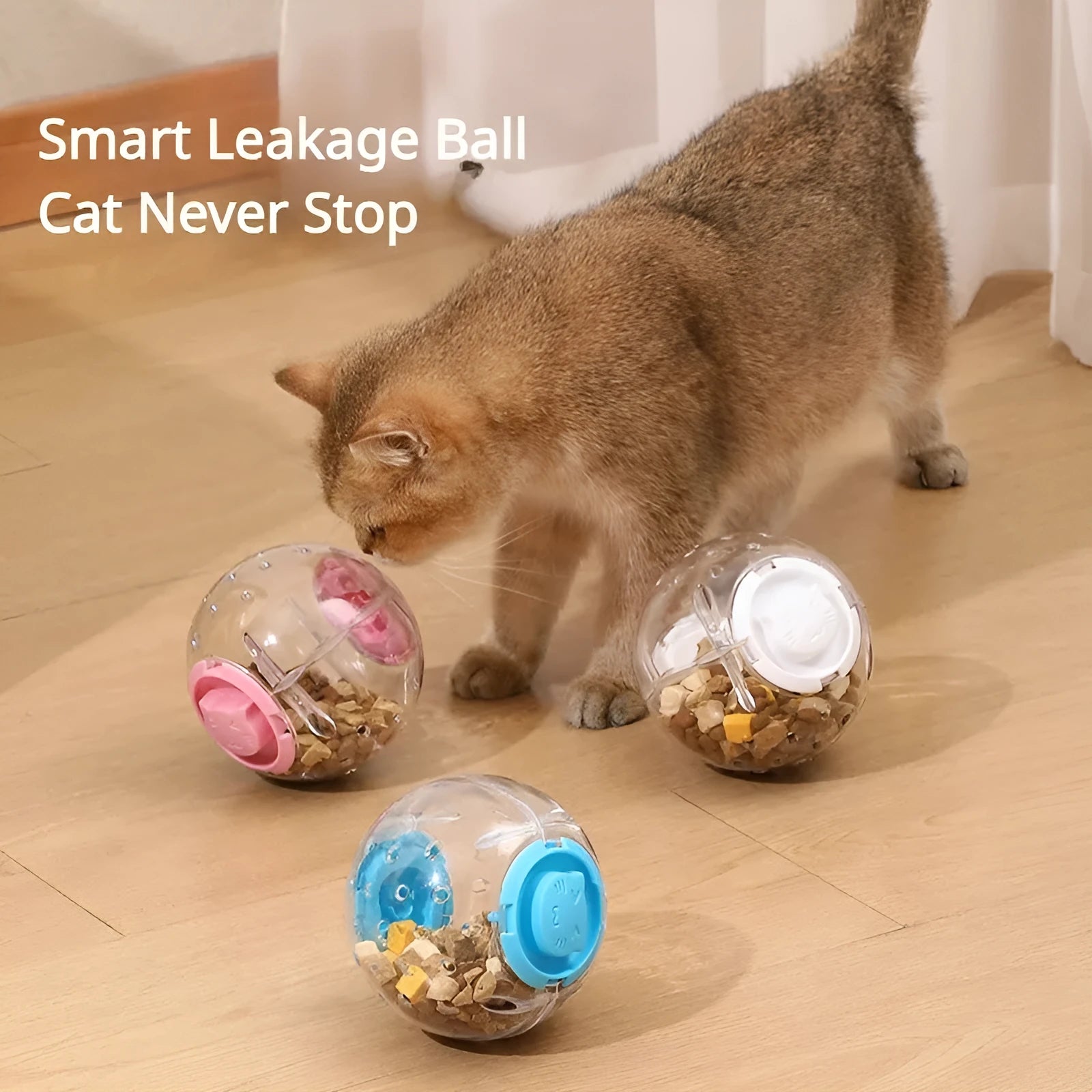 11.5cm slow feeding ball for dogs and cats in blue colour on white background
