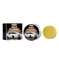 Black car brightener wax in tub with sponge applicator for scratch repair anti-fouling protection