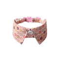Peach skin fabric pet collar with metal accessories, 28cm long, in dinosaur or cake design
