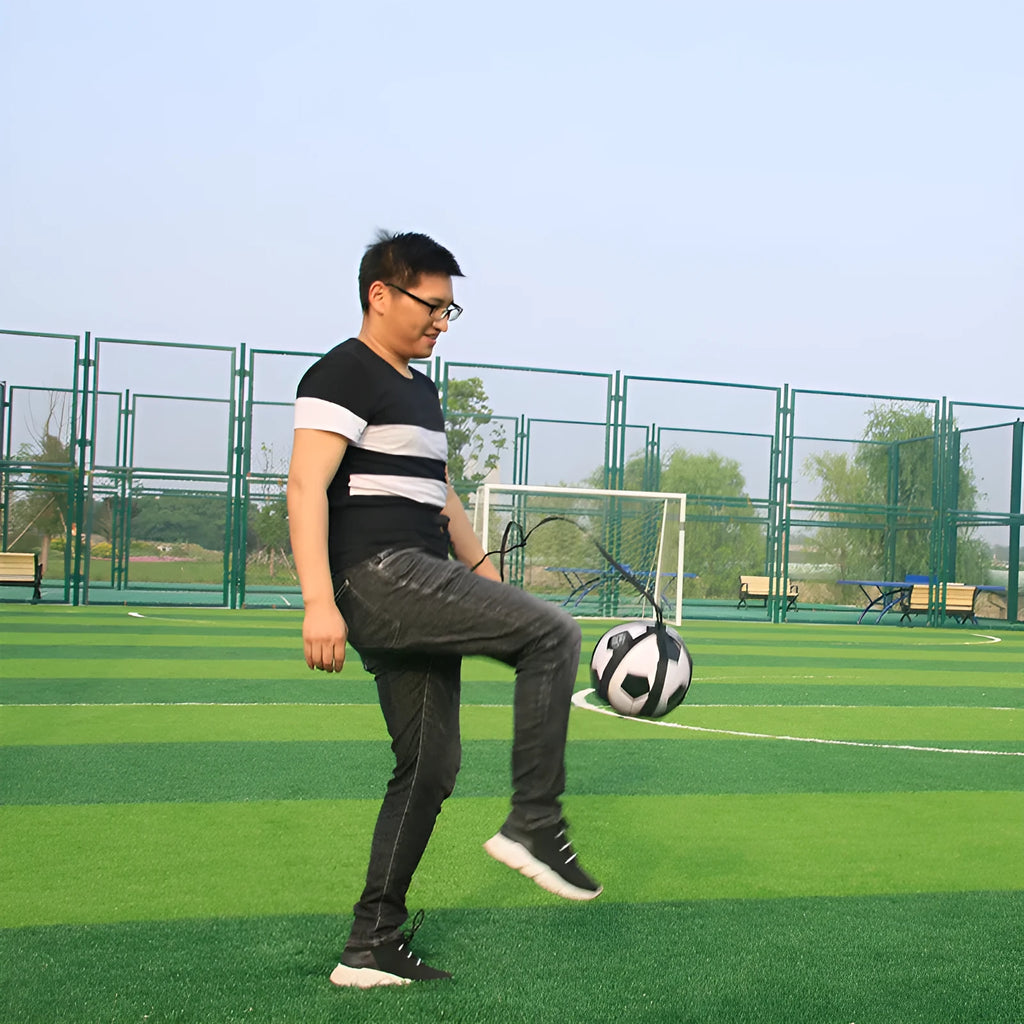 Black football juggling belt with rotating mechanism for 2-metre practice