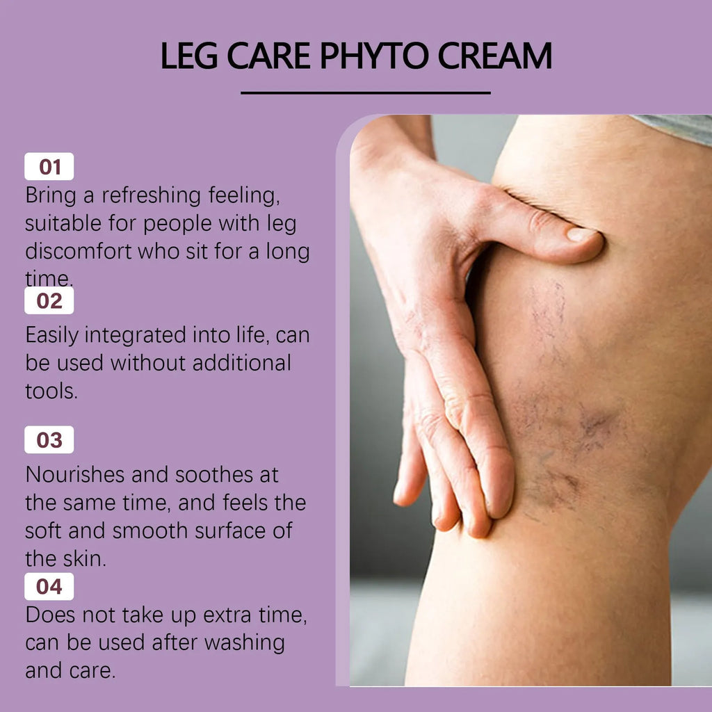 50g tube of Discomfort Moisturizing Daily Massage Cream with lavender oil and mint leaf on a neutral background