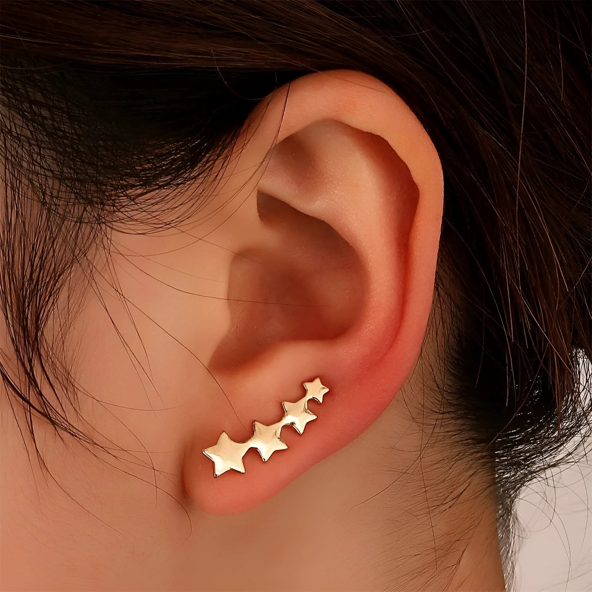 Copper clip-on earrings with leaves design for women without pierced ears KC Golden Star A-896 style
