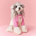 Cotton dog summer clothes in embroidered red and pink colours showing size range XS to XXL