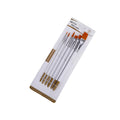Set of 6 watercolor acrylic brushes with wood handles, aluminium ferrules, and nylon wool bristles in various sizes