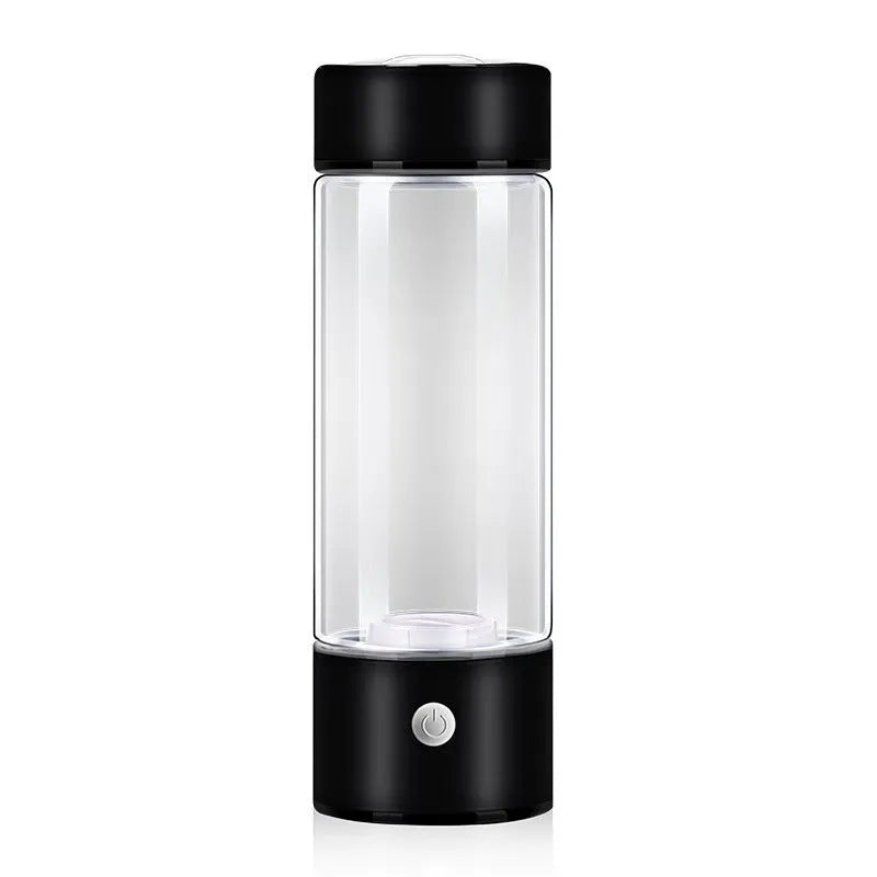 Hydrogen water bottle with electric generator, borosilicate glass, 500ml capacity, silver colour