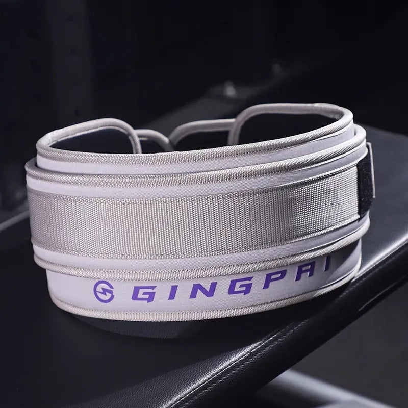 Abdominal exercising band and lumbar support belt for weightlifting and squat training.