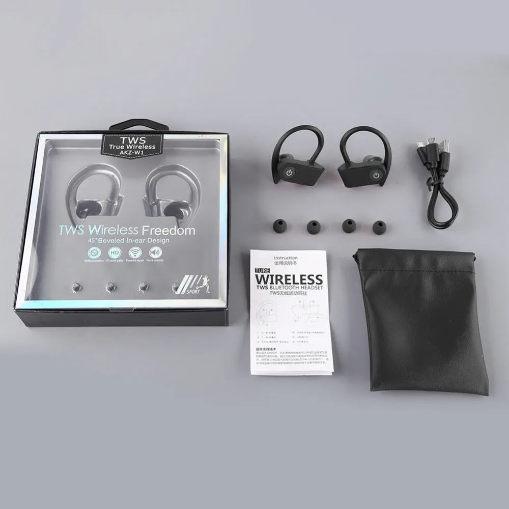 Black wireless Bluetooth 5.0 in-ear headphones with ergonomic design for hands-free calls