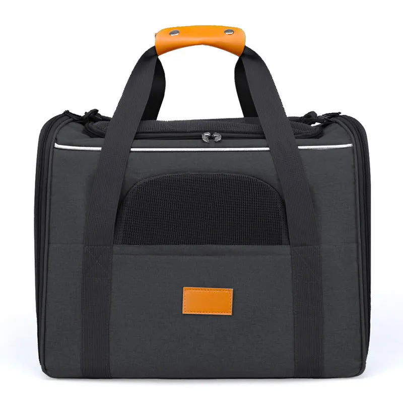 Foldable small pet diaper bag in Oxford cloth for dogs and cats, black, 45x35x33cm outdoor shoulder handbag