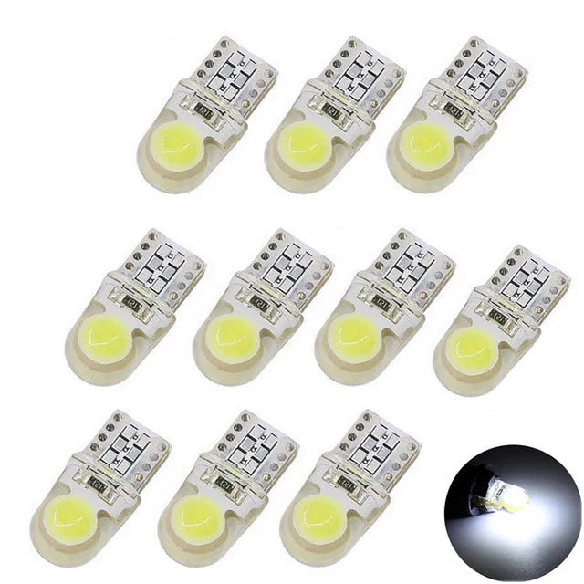 Silicone T10 COB LED car bulb 12V DC 21.5mm 180-degree offset socket for side marker and license plate lights