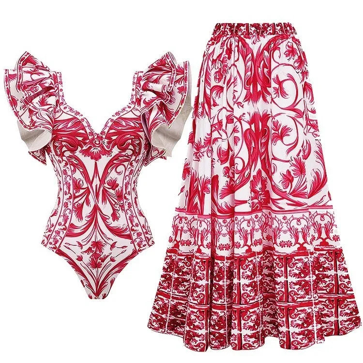 Women's one-piece swimsuit in polyester fabric with multiple colour options including rose pink, white, and blue variations