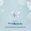 925 silver butterfly pendant necklace with ice rain detailing on 41-50cm O-ring chain