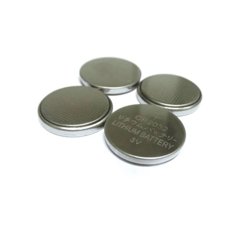 3V button battery CR2032 alkaline cell 20mm diameter on white background