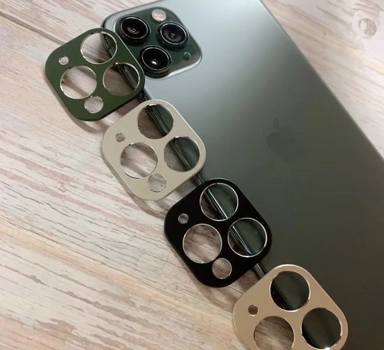Metal lens protection ring for Apple iPhone 11 and iPhone 11 Pro camera in various colours.