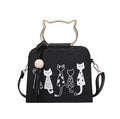 Women's small square cat cross-body handbag in PU fabric with zipper closure, Korean style, available in multiple colours