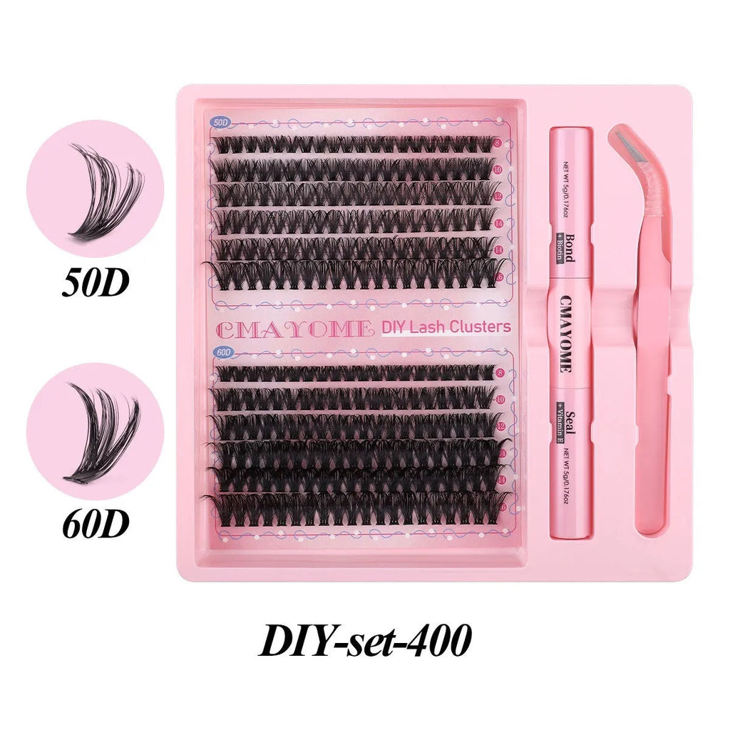 DIY single cluster false eyelashes showing individual artificial fibre lashes for custom application