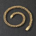 Men's titanium steel keel chain necklace with geometric design on a large hemp flowers chain in antique silver.