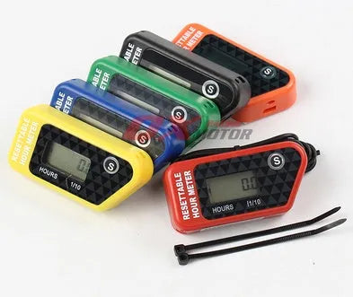 Black waterproof LCD maintenance timer for ATV motorcycle marine and garden equipment servicing