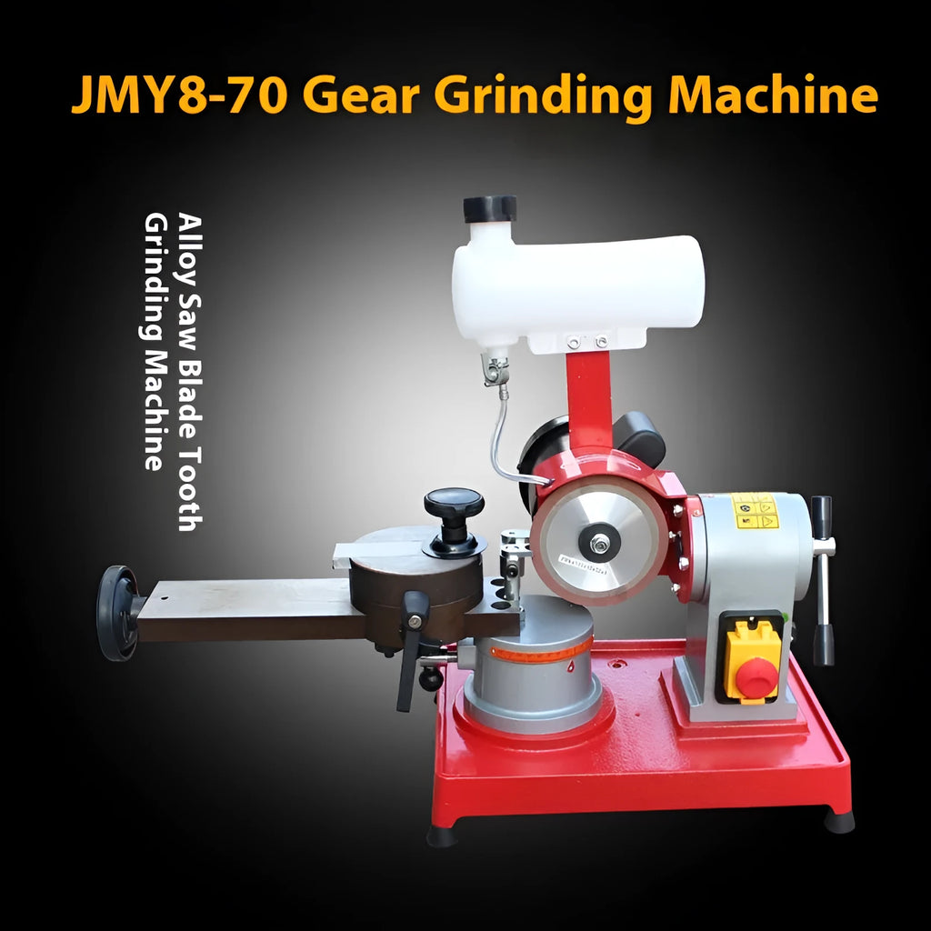 Manual sharpedge grinding machine for circular saw blades on workshop bench