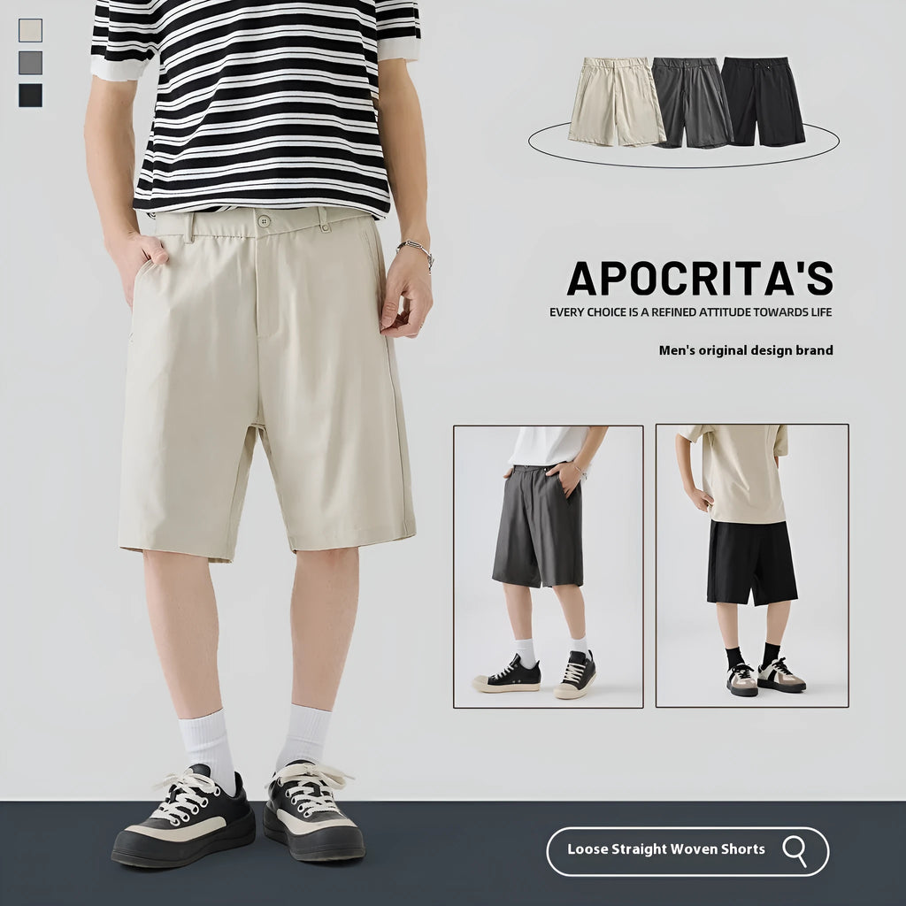 Men's lyocell casual shorts in dark gray, cotton blend, loose fit, summer wear