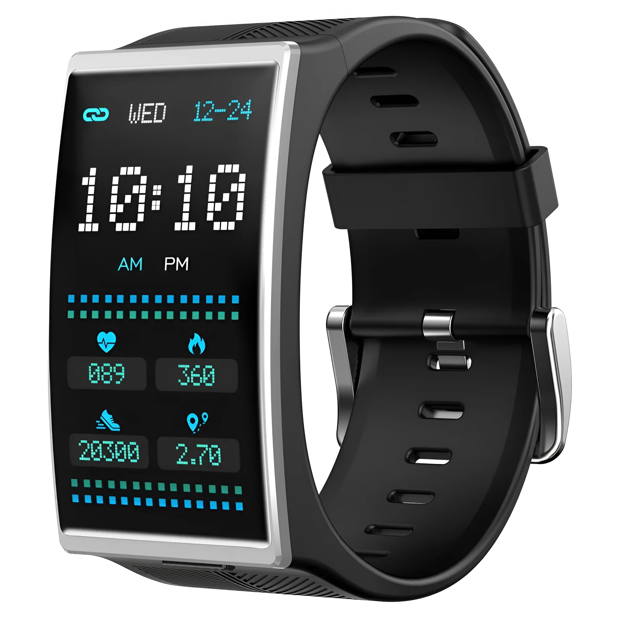 Bluetooth blood pressure sports watch with 1.91 inch screen and silicone wristband in Black colour option