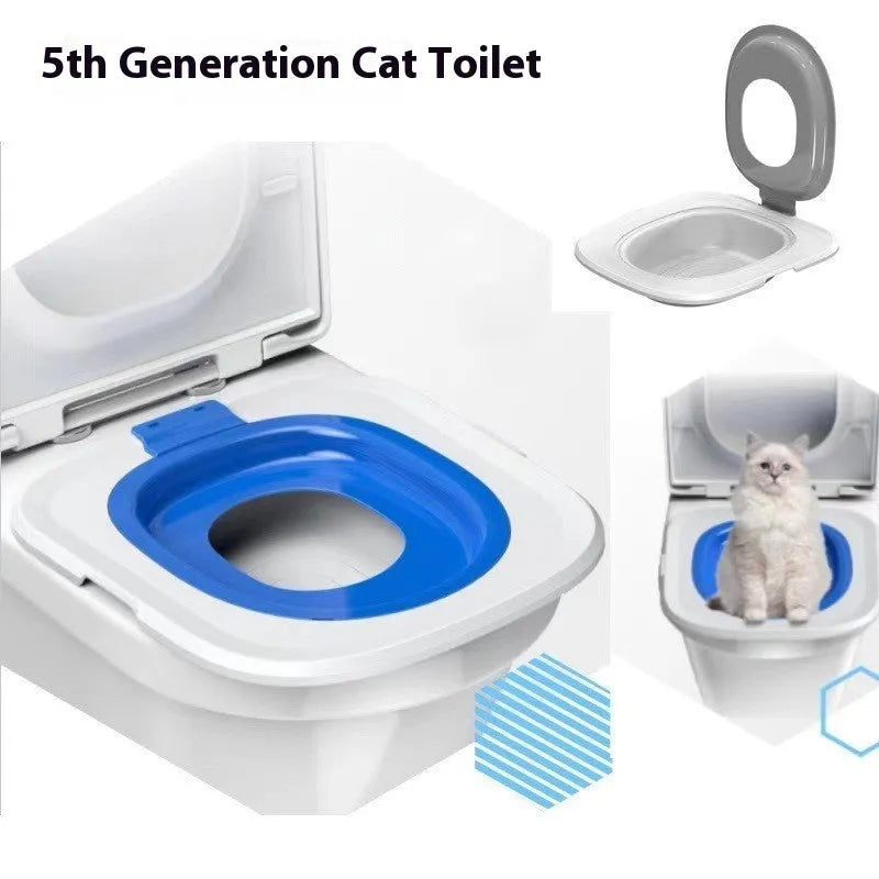 Fifth Generation cat toilet trainer unit with integrated litter mat in blue colour