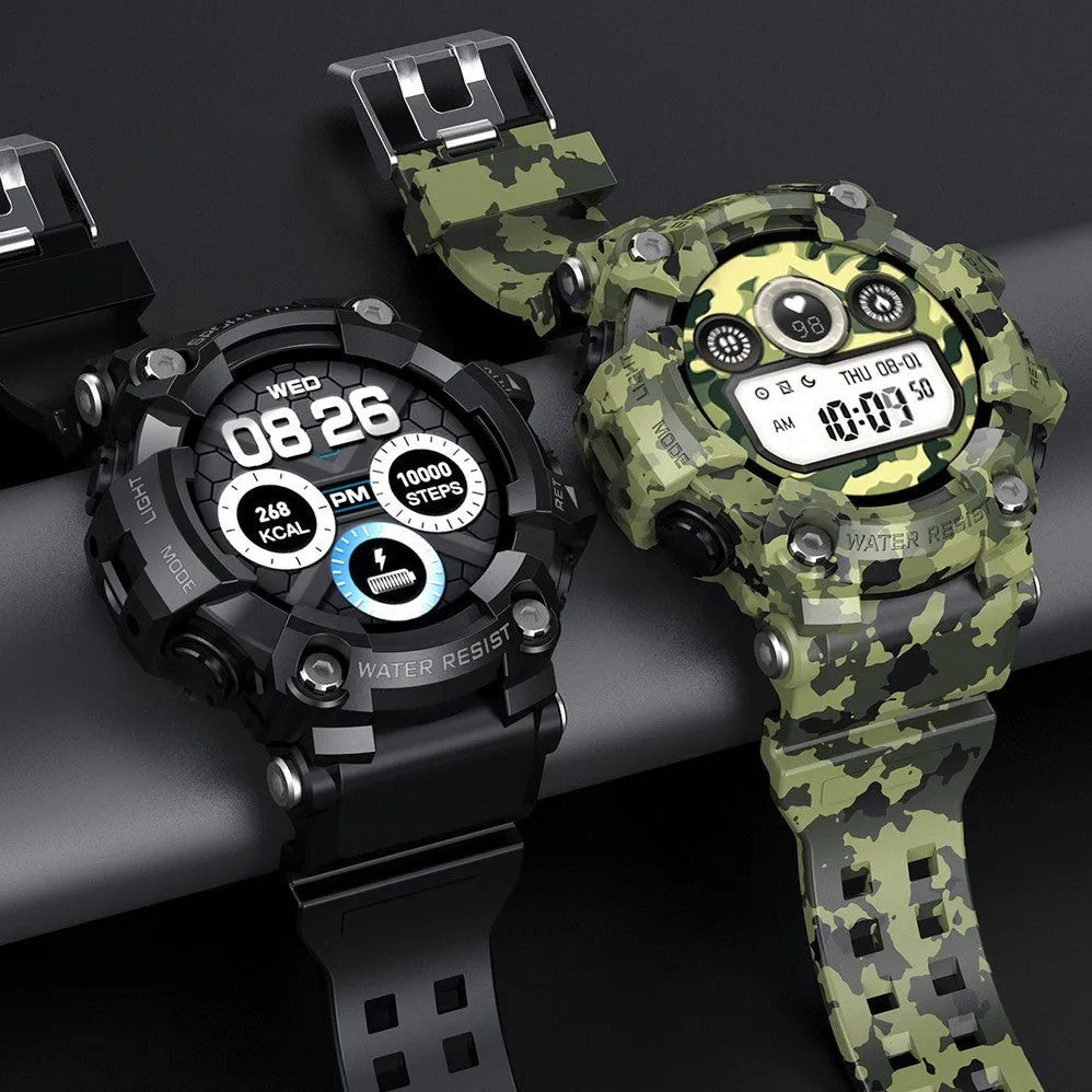 T6 tactical smart watch with 1.3-inch screen, alloy construction, black or green colour options
