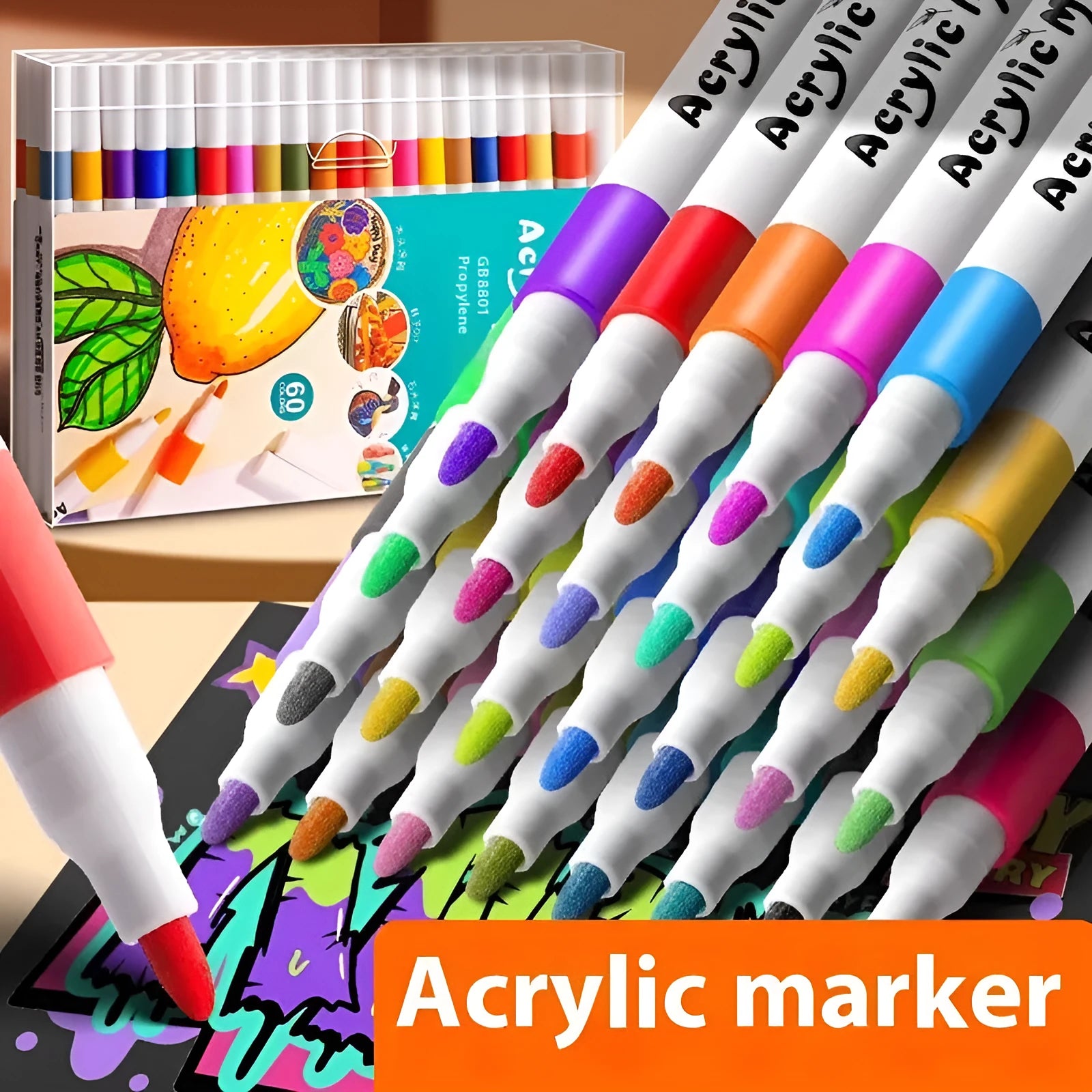 True colour acrylic marker pens for students in multicolour plastic set options