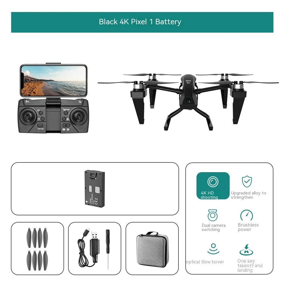White KS66 UAV drone with 8K camera, alloy body, and optical flow positioning for outdoor aerial sports