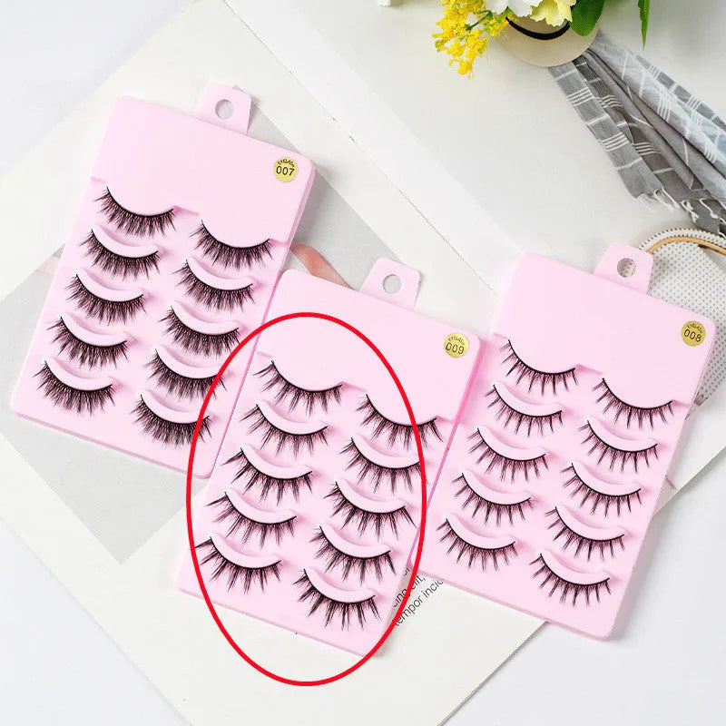 5 pairs anime manga lashes false eyelashes in natural wispy style with plastic black band