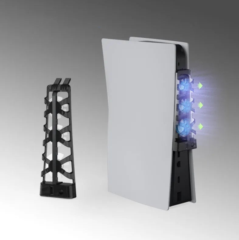 White PS5 rear cooling fan measuring 6.5x4x23.2cm on a plain background