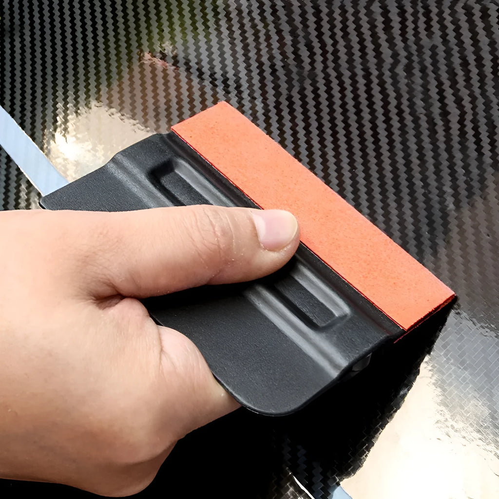 Automotive film scraper tool with ABS handle and interchangeable scraping heads for vehicle wrap installation