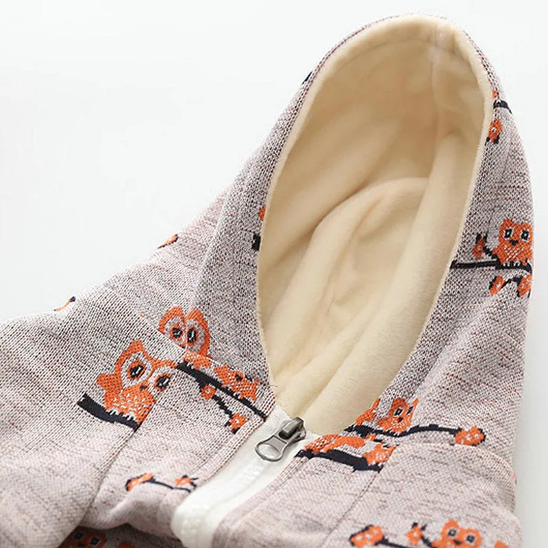Blue dog pattern cotton zipper sweater for small to large dogs on a light background
