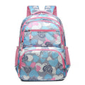 Blue student backpack with air pillow belt system showing shoulder straps and large main compartment