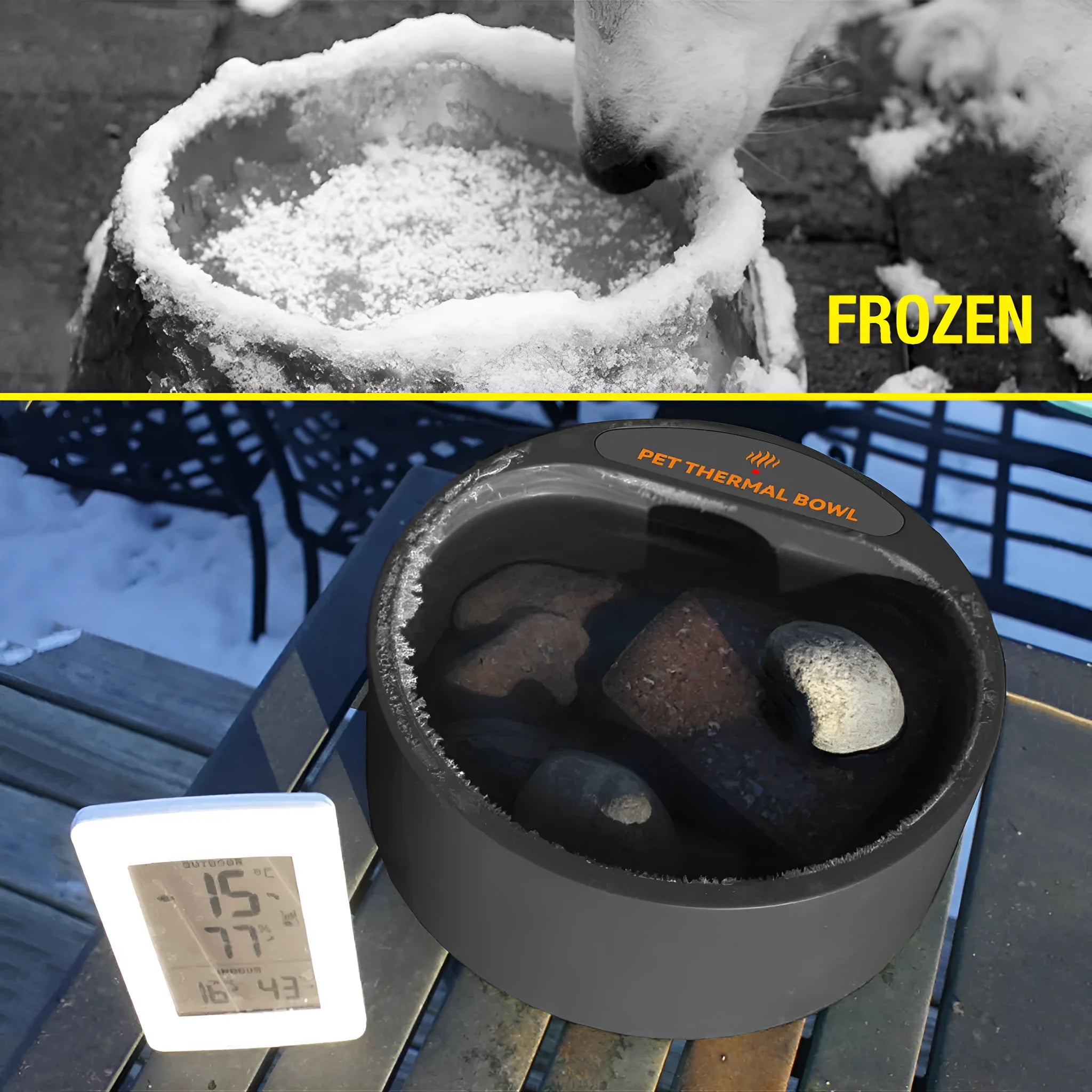 Black ABS plastic pet heating bowl with 2.2 litre capacity for temperature-controlled feeding