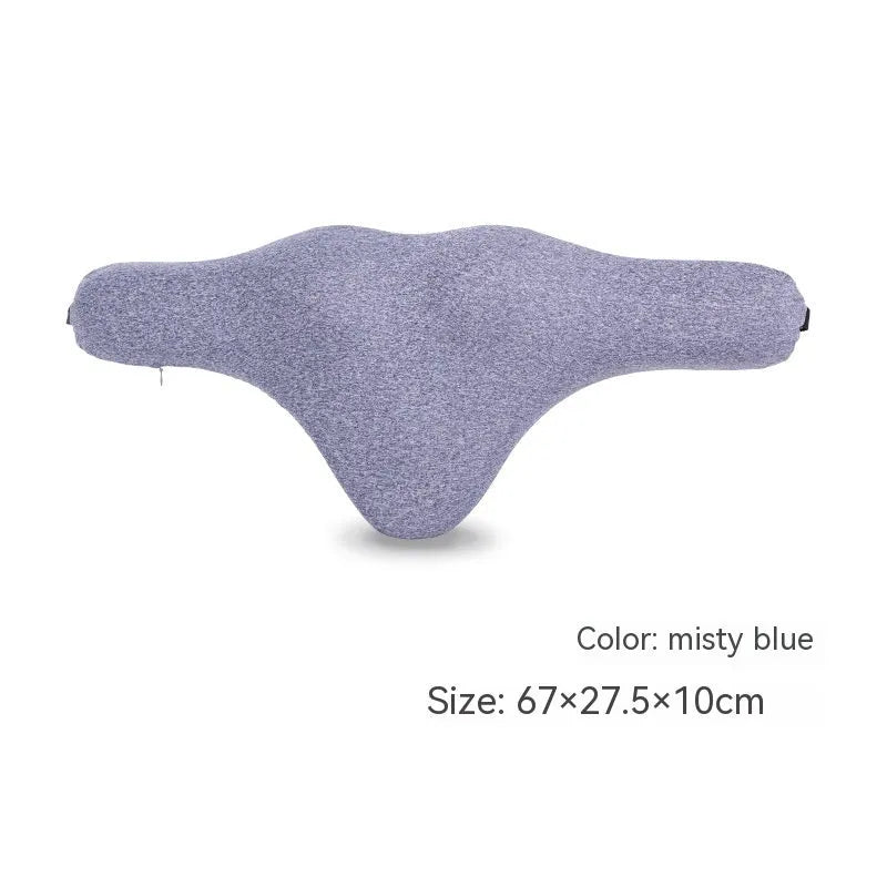 Memory foam car neck pillow in dark gray with polyester cover, 67cm length, for four seasons use